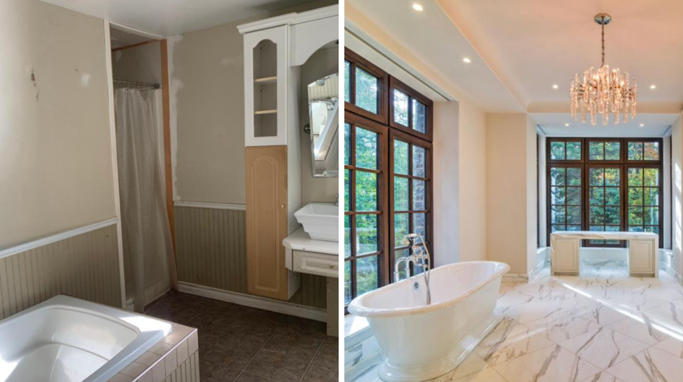 Les salles de bain des deux maisons.