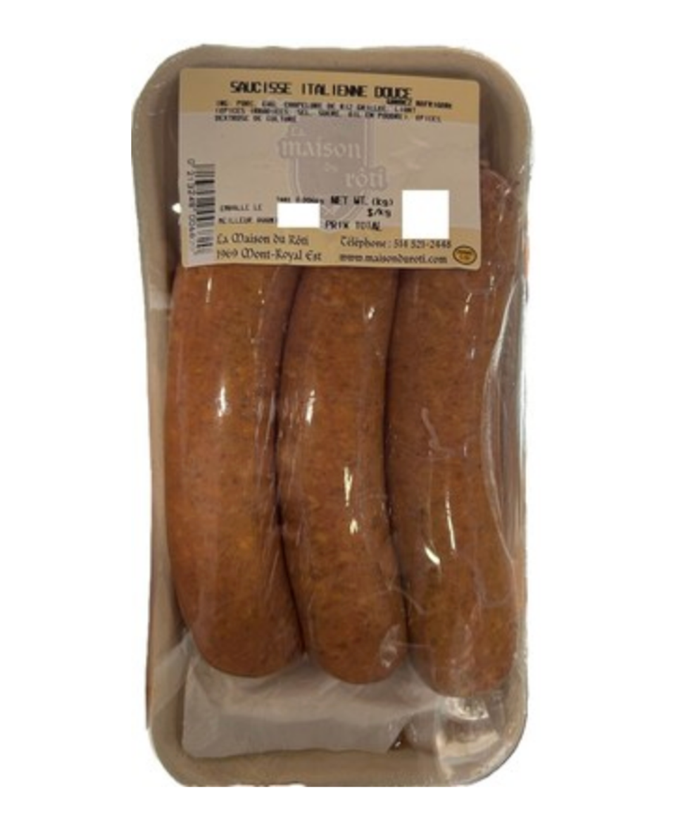 Les Saucisses italiennes douces dans leur emballage.
