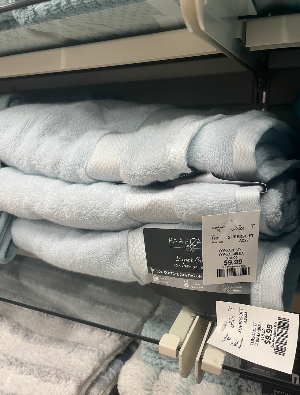 Les serviettes au Winners.