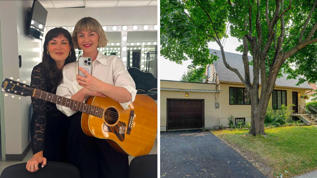 Les soeurs Boulay. Droite : La maison à vendre de Stéphanie Boulay.
