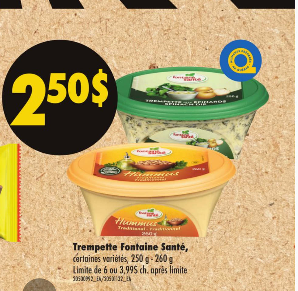 Les trempettes Fontaine Sant\u00e9 dans la circulaire du Maxi.