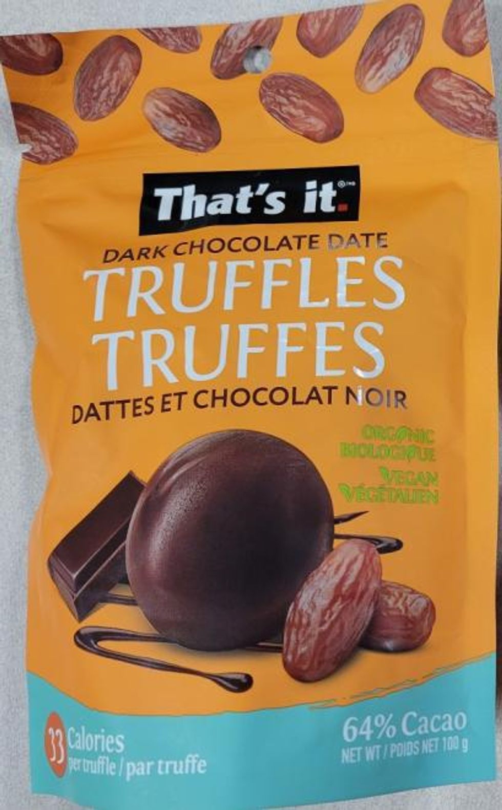 Les truffes dattes et chocolat noir de marque That's It.