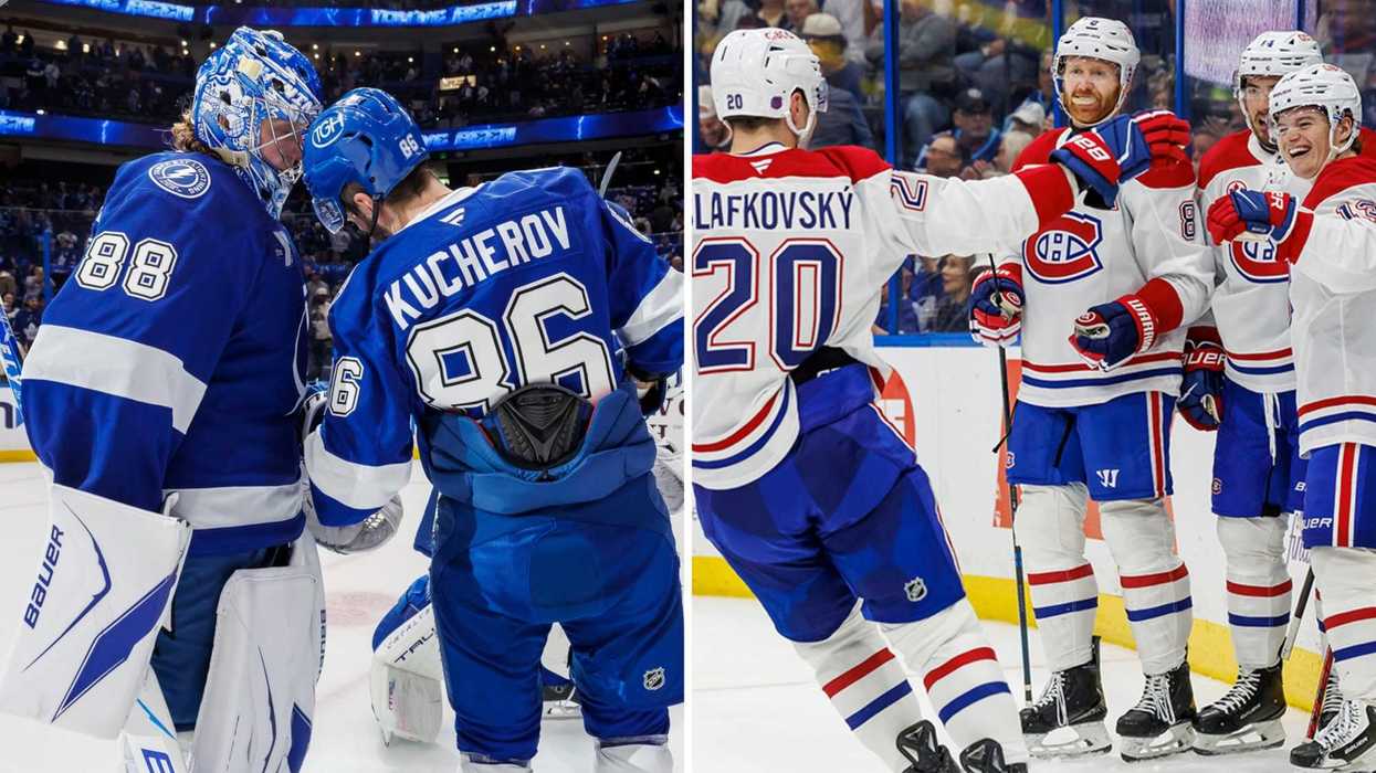 Lightning de Tampa Bay. Droite : Les Canadiens de Montréal.