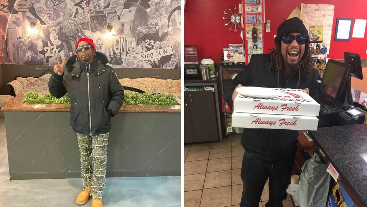 Lil Jon at Four Brothers Pizza last week. Right: One of the rapper's other appearances.