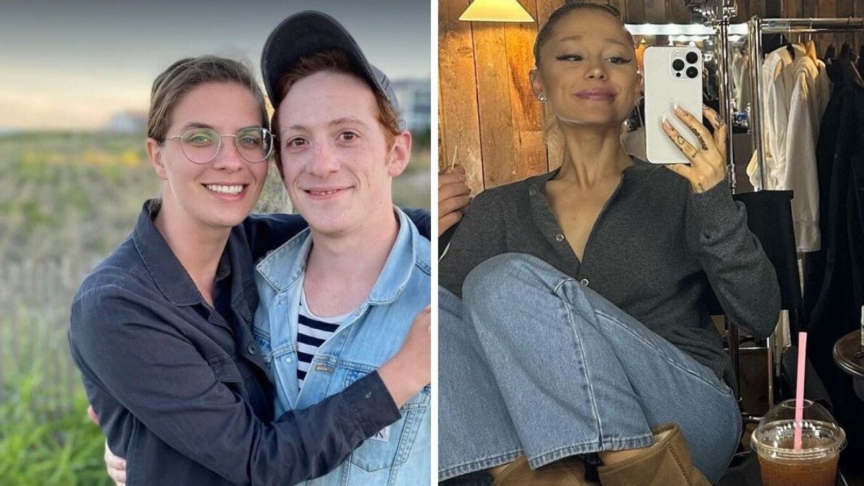 Lilly Jay and Ethan Slater. Right: Ariana Grande.