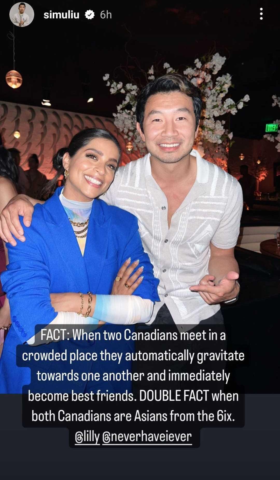 Lilly Singh and Simu at a party for Netflix's 'Never Have I Ever.'