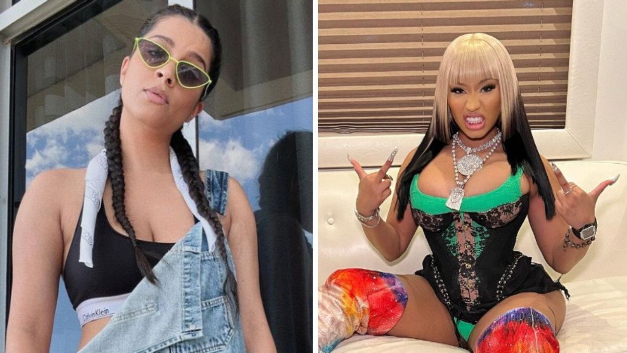 Lilly Singh in Trinidad. Right: Nicki Minaj.