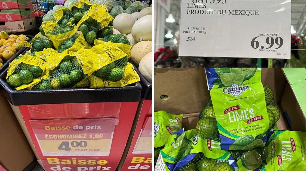 Limes en vente au Maxi. Droite : Limes en vente au Costco.