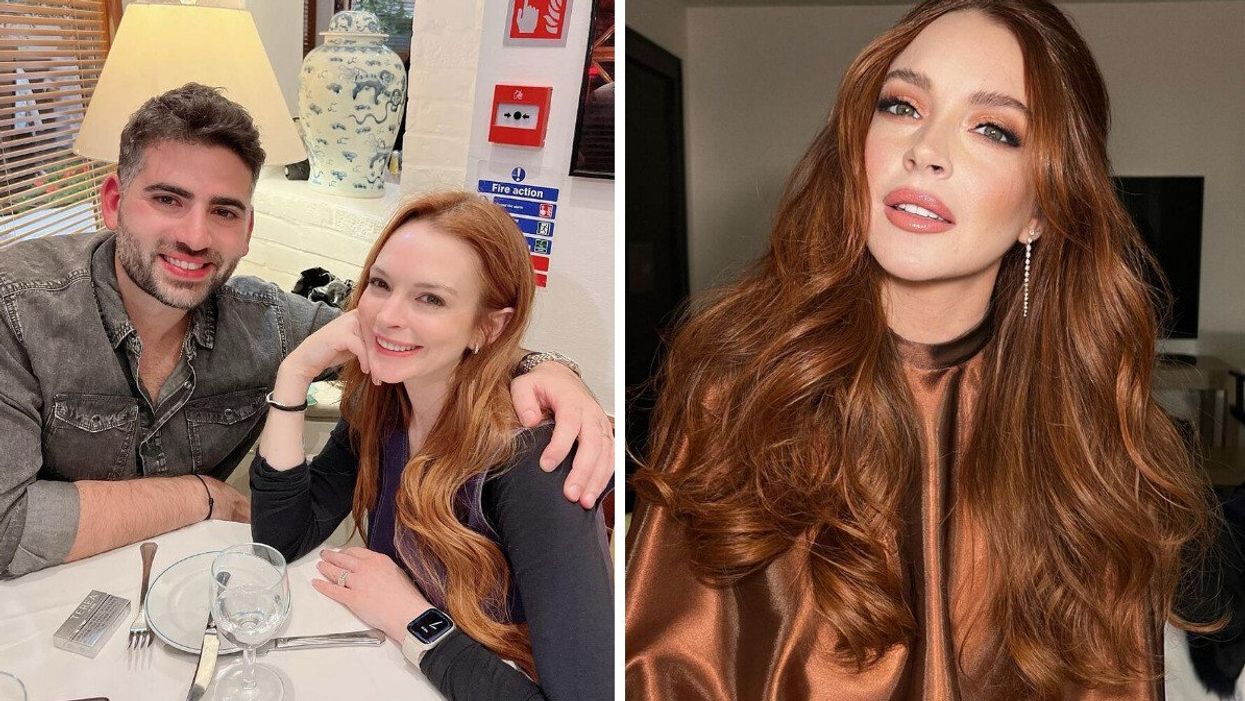 Lindsay Lohan and her husband Bader Shammas. Right: Lindsay Lohan.