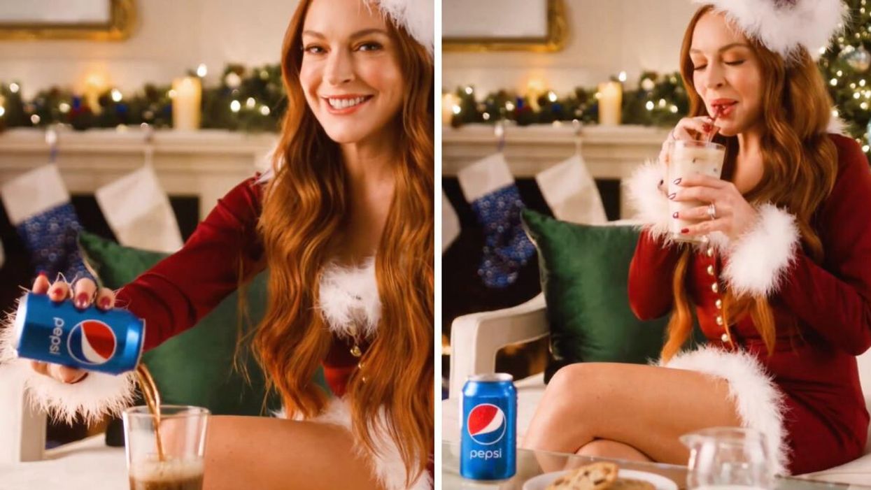 Lindsay Lohan in a Pepsi ad for pilk and cookies.