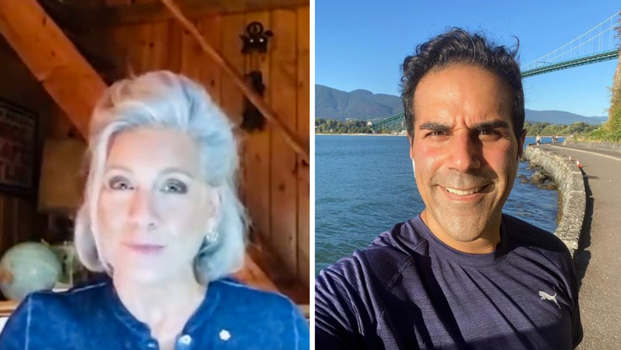 Lisa LaFlamme during her announcement on Twitter. Right: Omar Sachedina takes a selfie after a run.