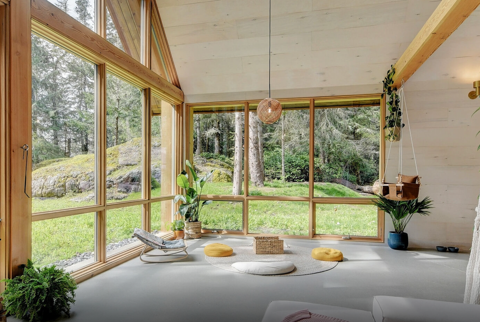 Living room inside the main home.