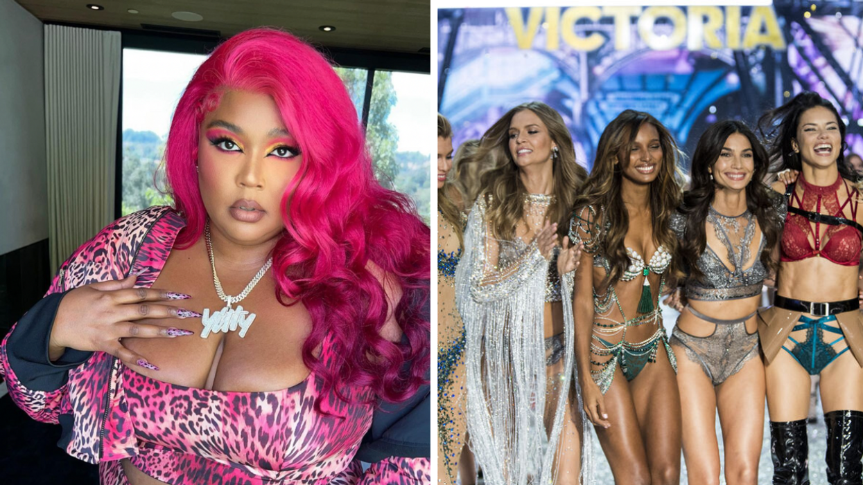 Lizzo. Right: Victoria's Secret Fashion Show.