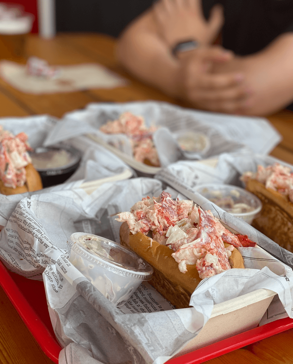 Lobster rolls on a tray