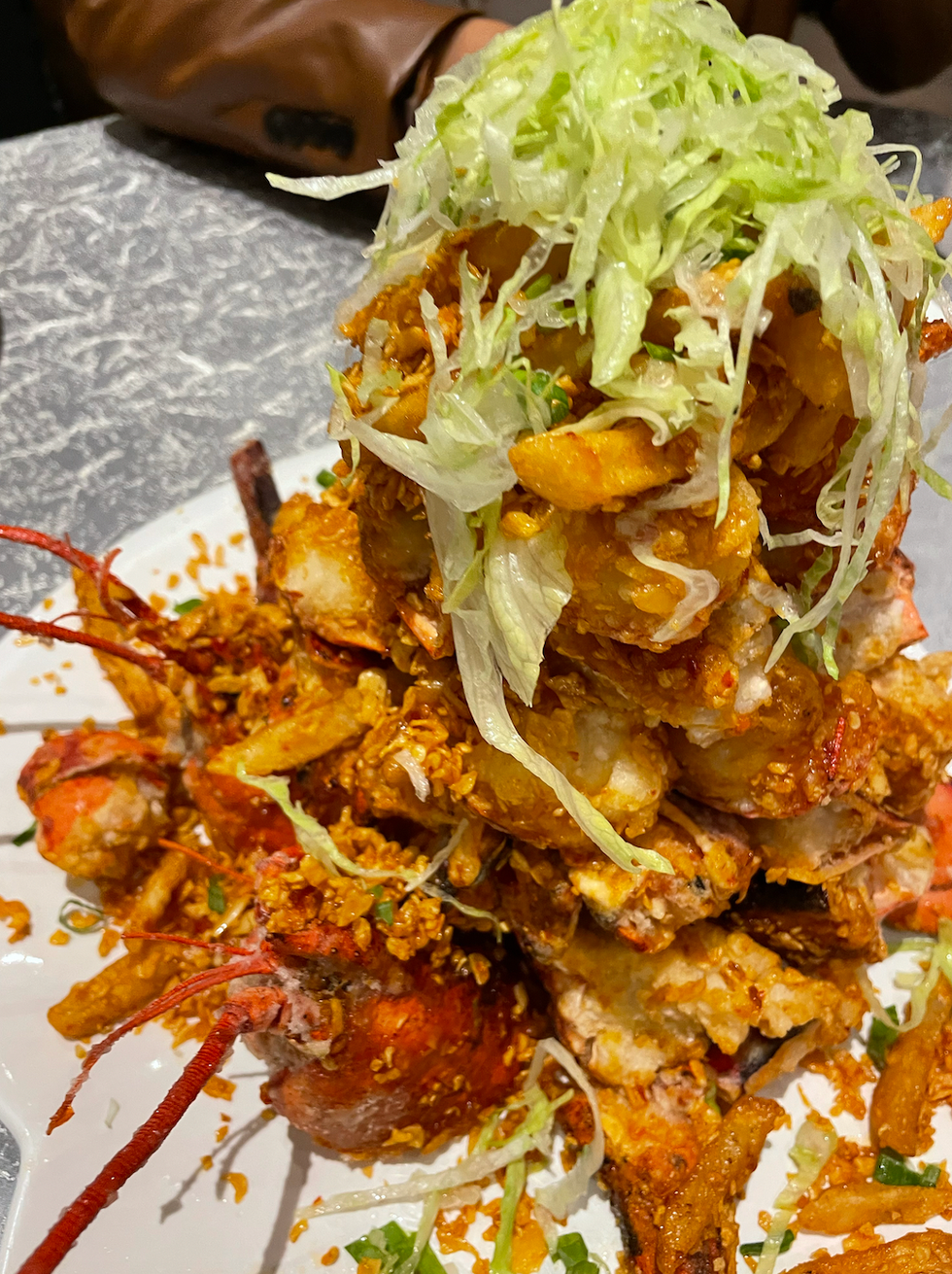 Lobster tower at Fishman Lobster Clubhouse.