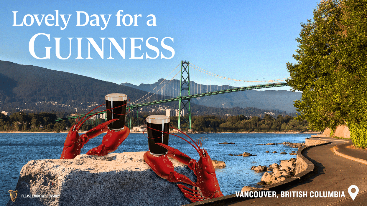 Lobsters with Guinness on the Stanley Park seawall.