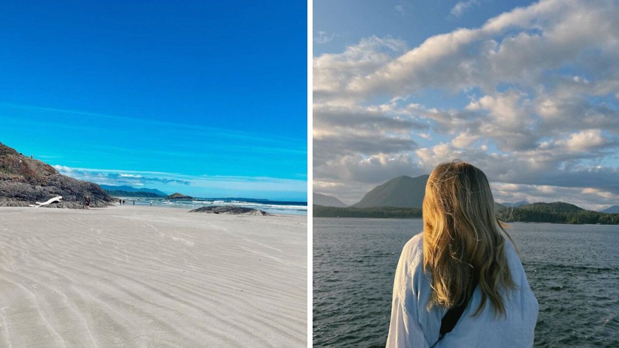 Long Beach in Tofino. Right: Tofino waterfront.