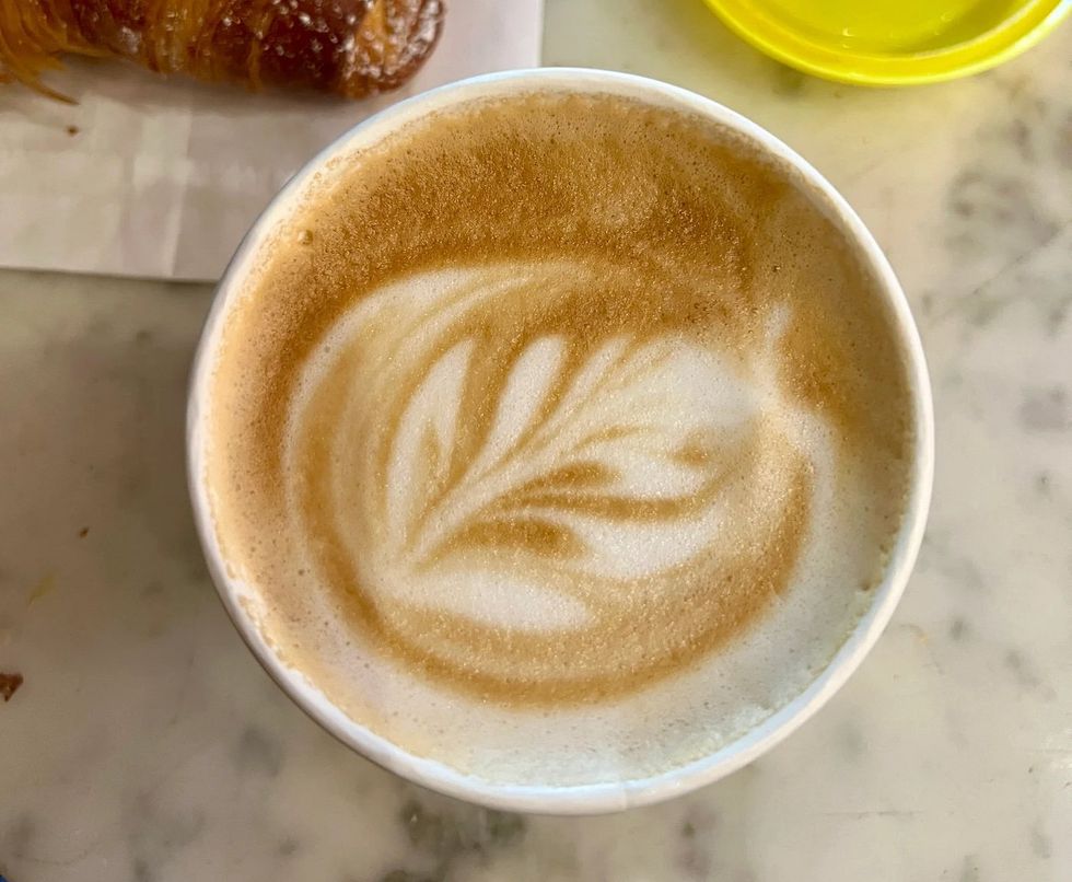 Looking down on coffee art from Jimmy's Coffee