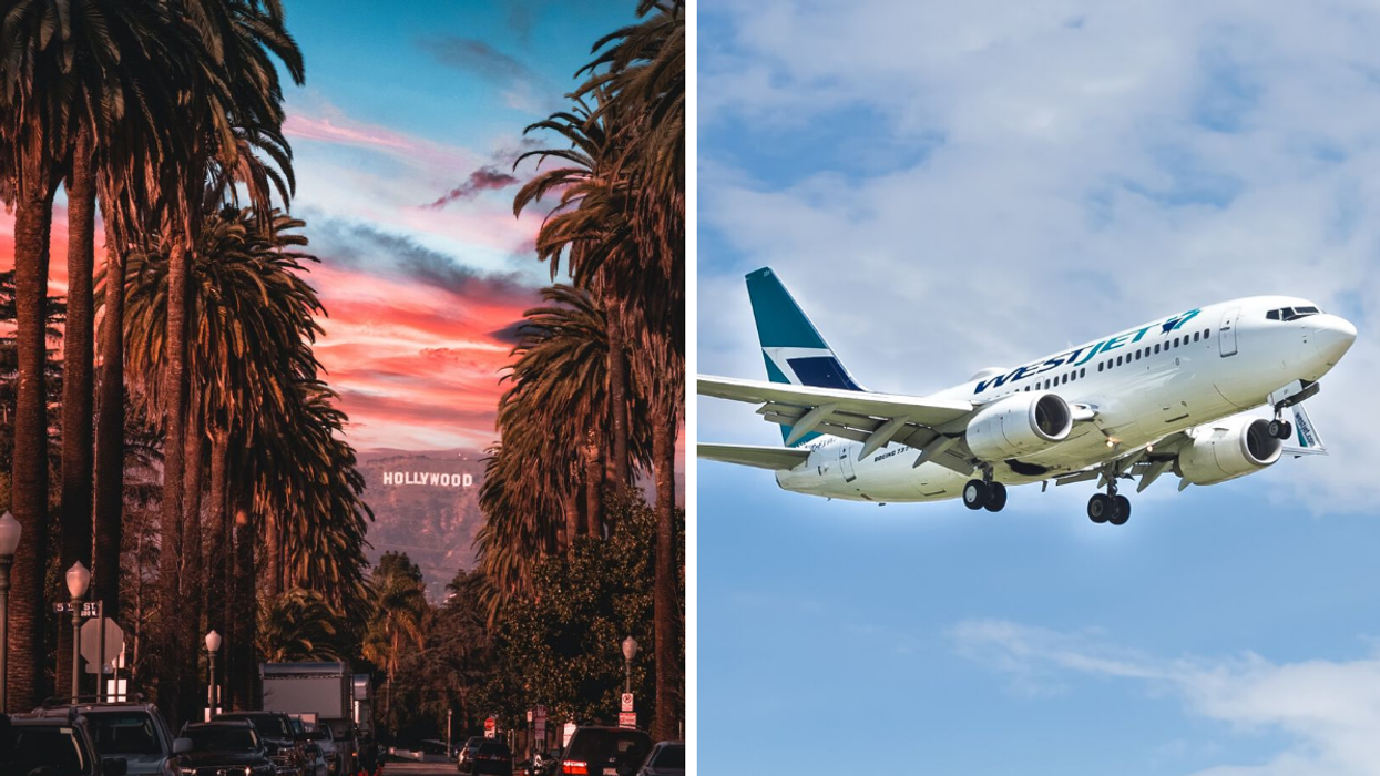 Los Angeles. Droite : Un avion WestJet. 