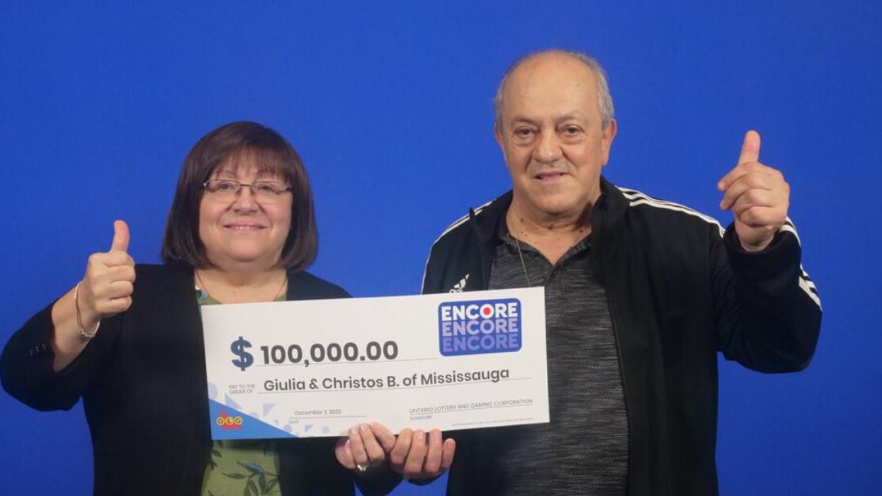 Lottery winners Giulia and Christos Balopoulos.