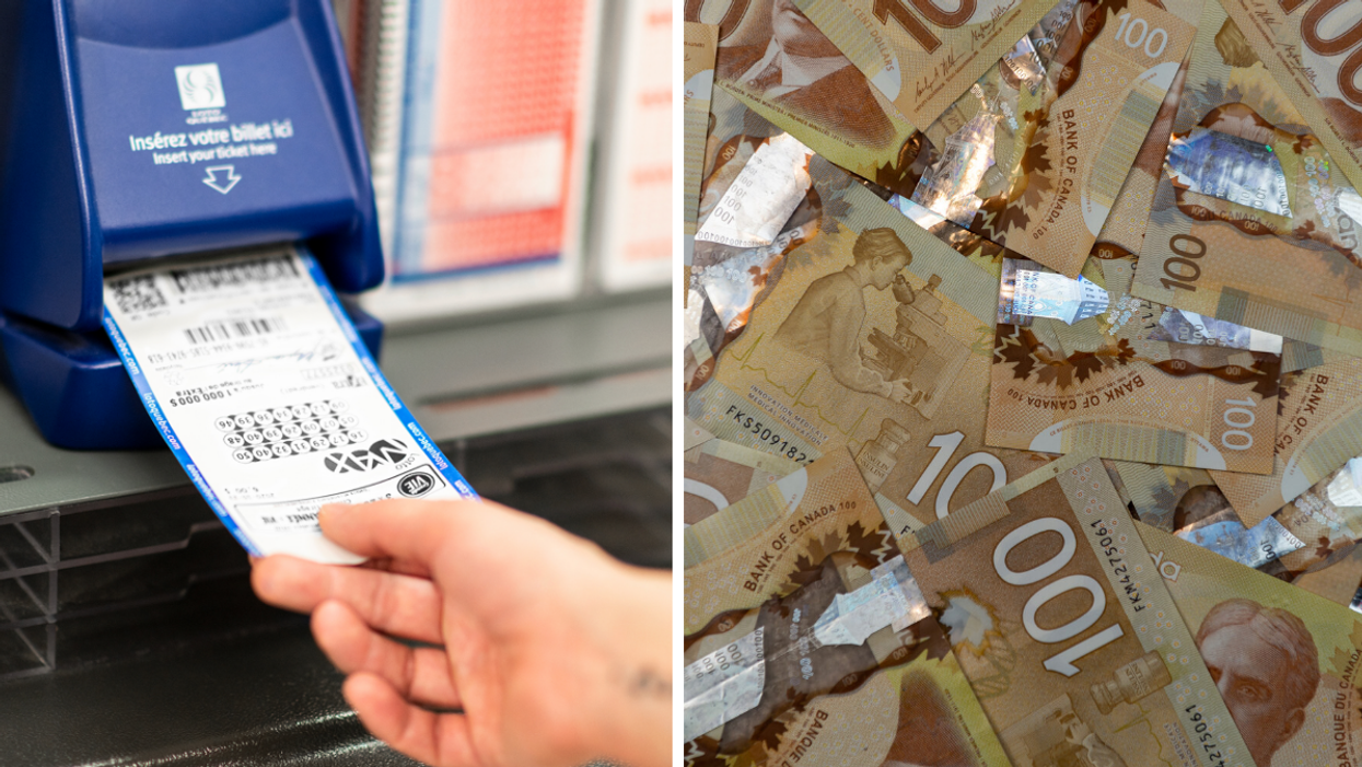 Lotto Max. Droite : Argent canadien.