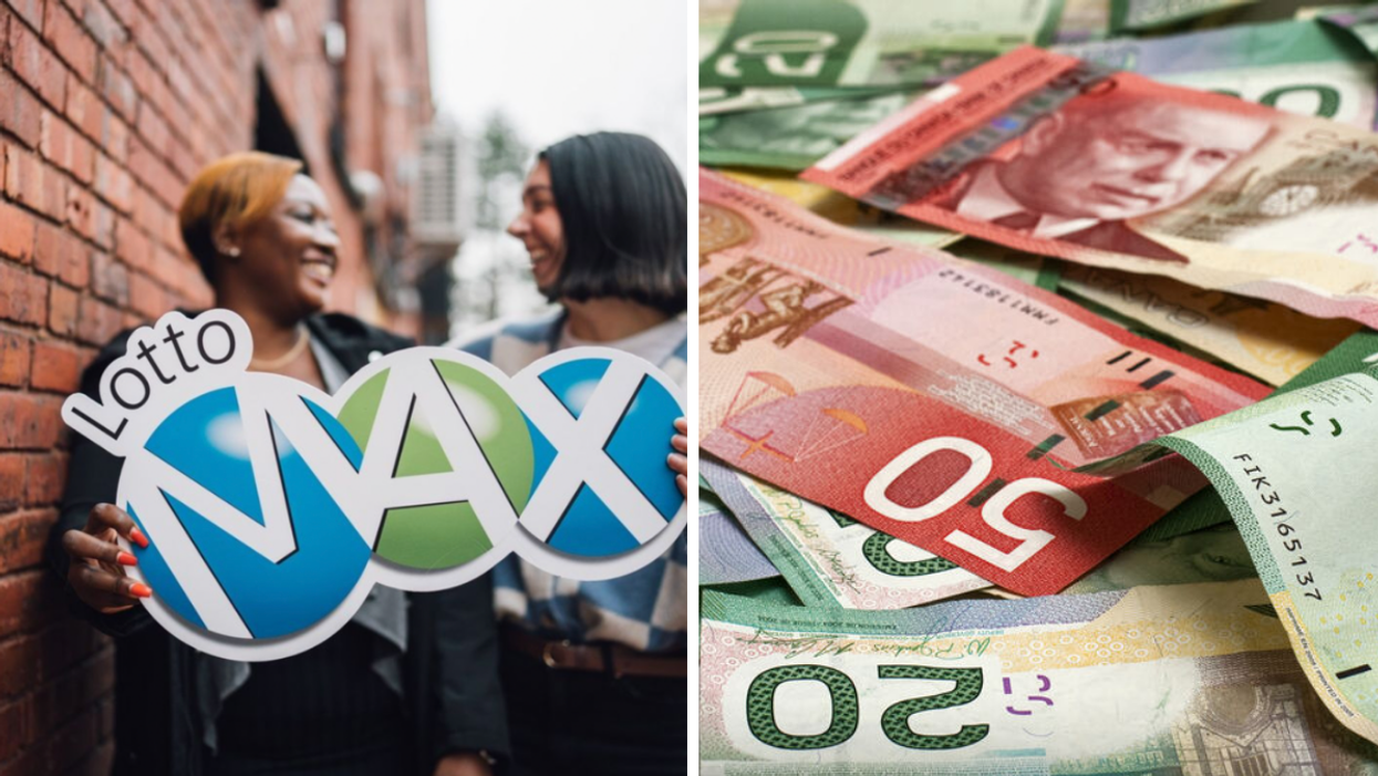 Lotto Max. Droite : argent canadien.