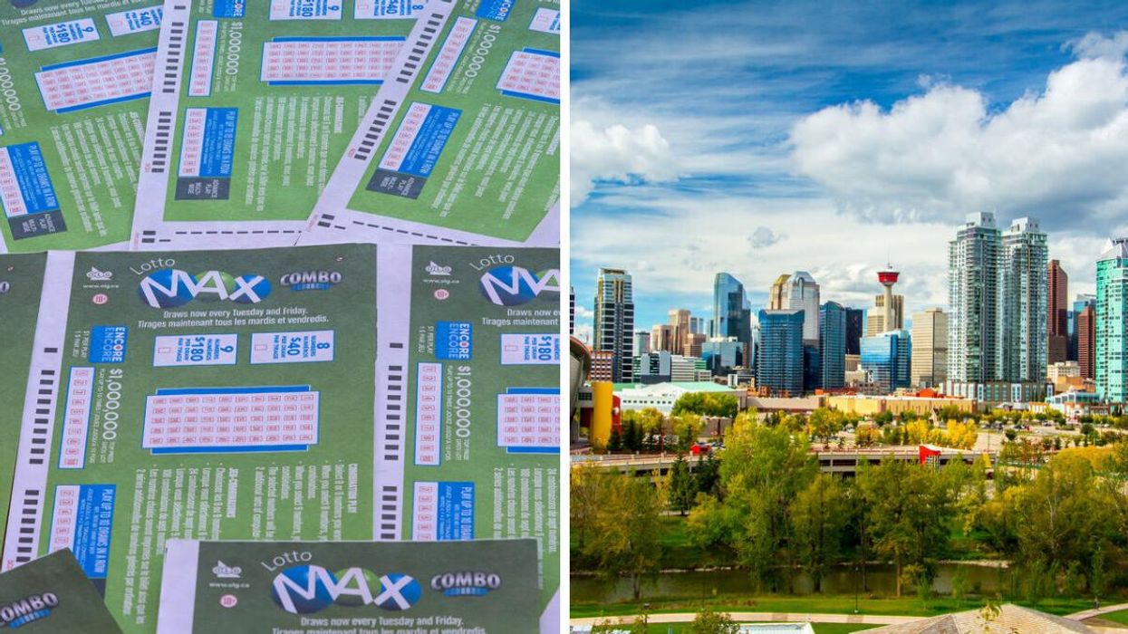 Lotto Max tickets. Right: Calgary.