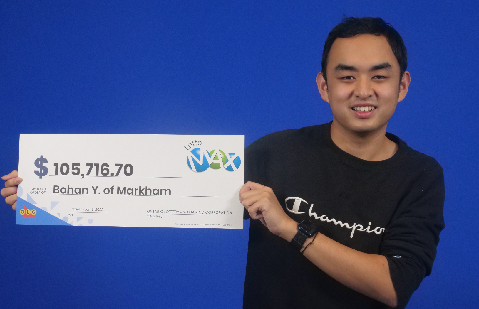 Lotto Max winner Bohan Ye