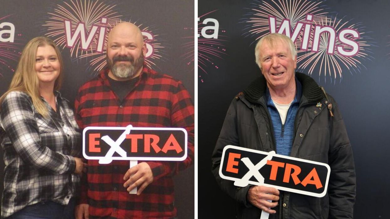 Lotto Max winners Amber and Russel Palmateer. Right: Lotto Max winner Theodor Hanson.