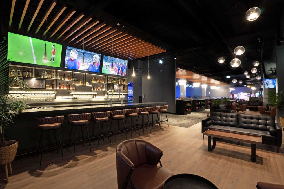 Lounge area at Bowls & Blasters.