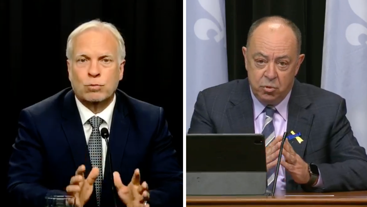 Luc Boileau. Droite : Christian Dubé.