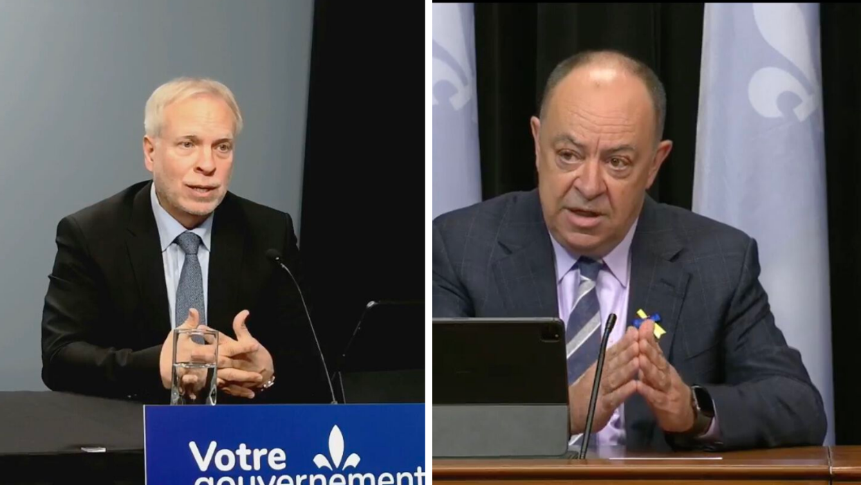 Luc Boileau. Droite : Christian Dubé.