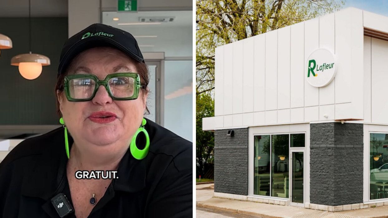 Lucie de Restaurants Lafleur.  Droite : La devanture du nouveau Restaurant Lafleur à Laval.