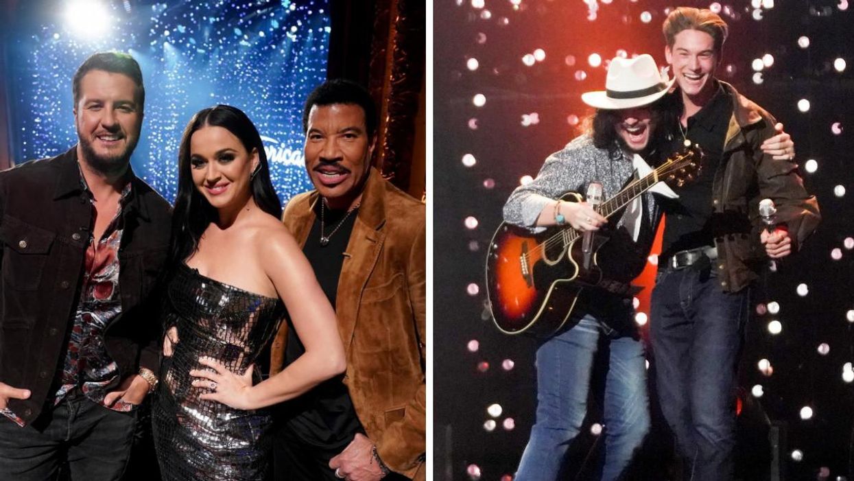 Luke Bryan, Katy Perry and Lionel Richie. Right: Tristen Gressett and Cameron Whitcomb.