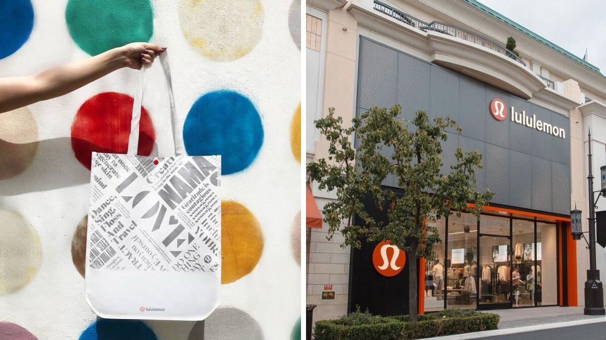 Lululemon bag. Right: Lululemon store.
