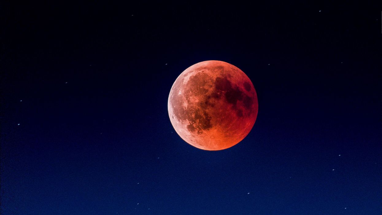 Lunar eclipse with the moon turned red.
