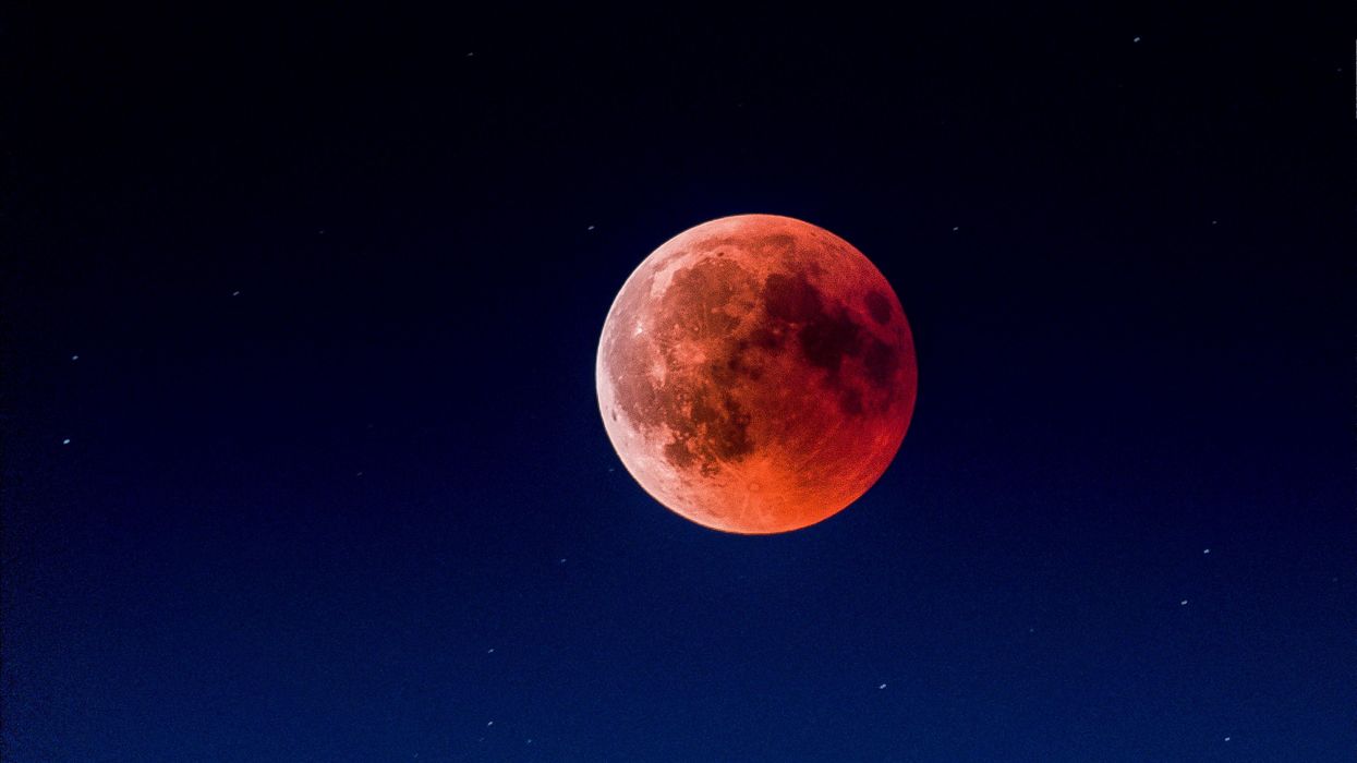 Lunar eclipse with the moon turned red.