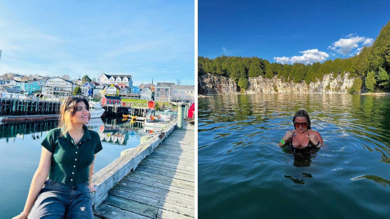 Lunenburg, Nova Scotia. Right: Elora Quarry in Ontario.