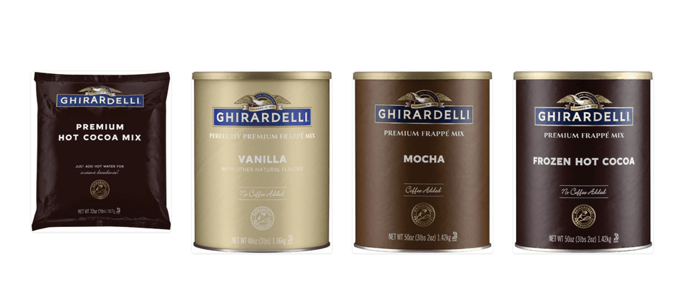 M\u00e9langes de boissons en poudre de Ghirardelli.
