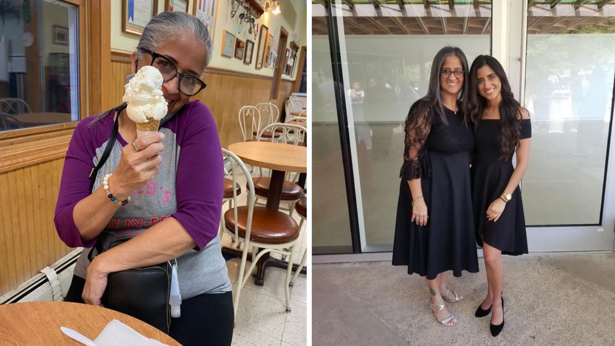 Mabel Martinez holding an ice cream cone. Mabel Martinez and her daughter Yarimar Mercado Martinez.