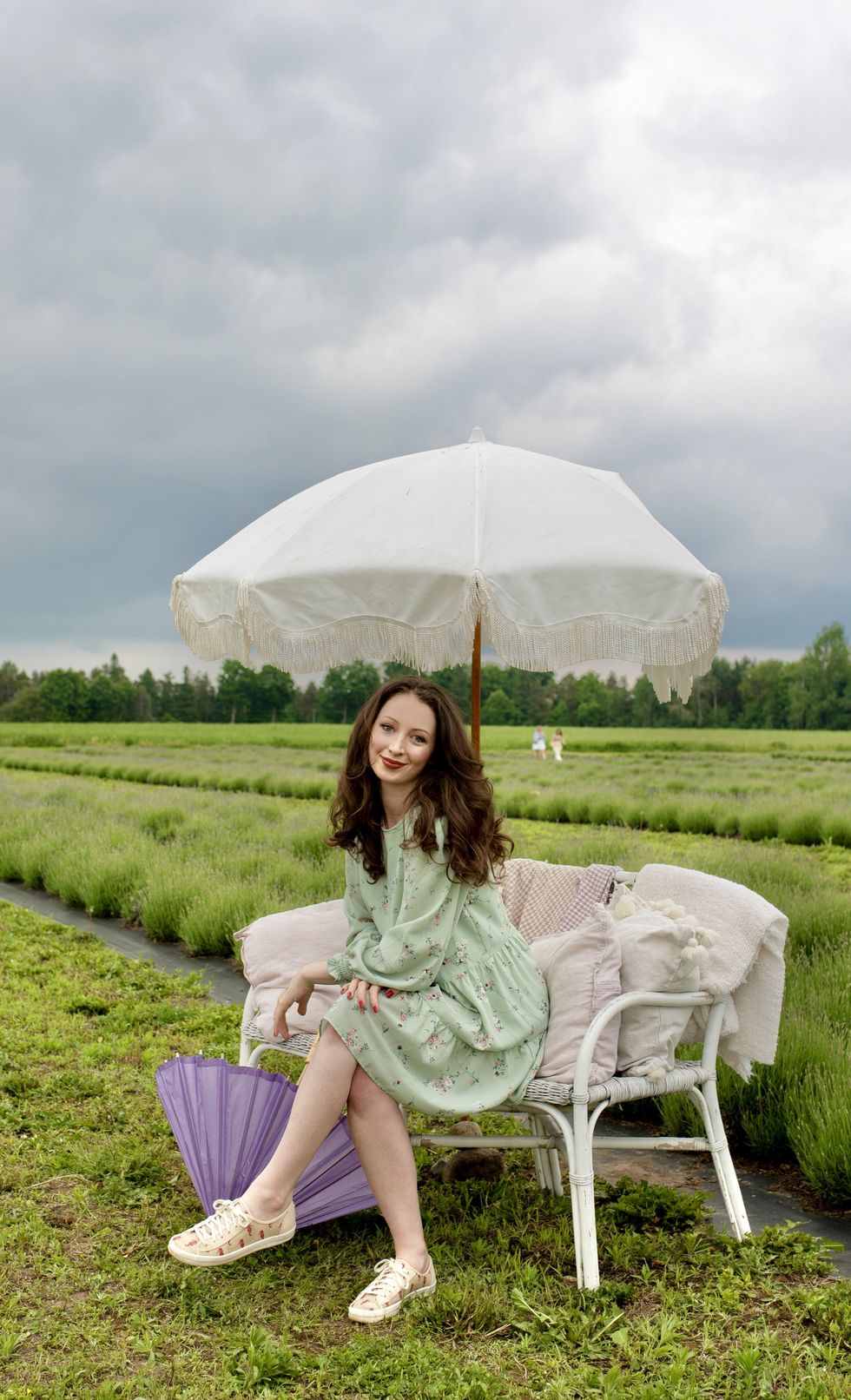 Madeline in a lavender field.