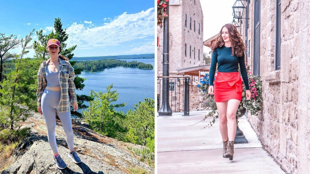 Madeline in Temagami, Ontario. Right: Madeline in Elora, Ontario.