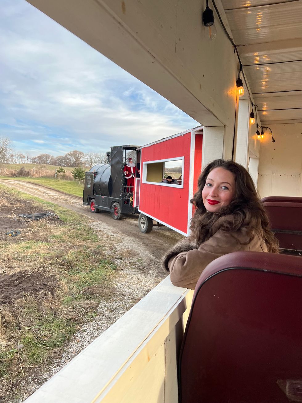 Madeline on the Polar Express.