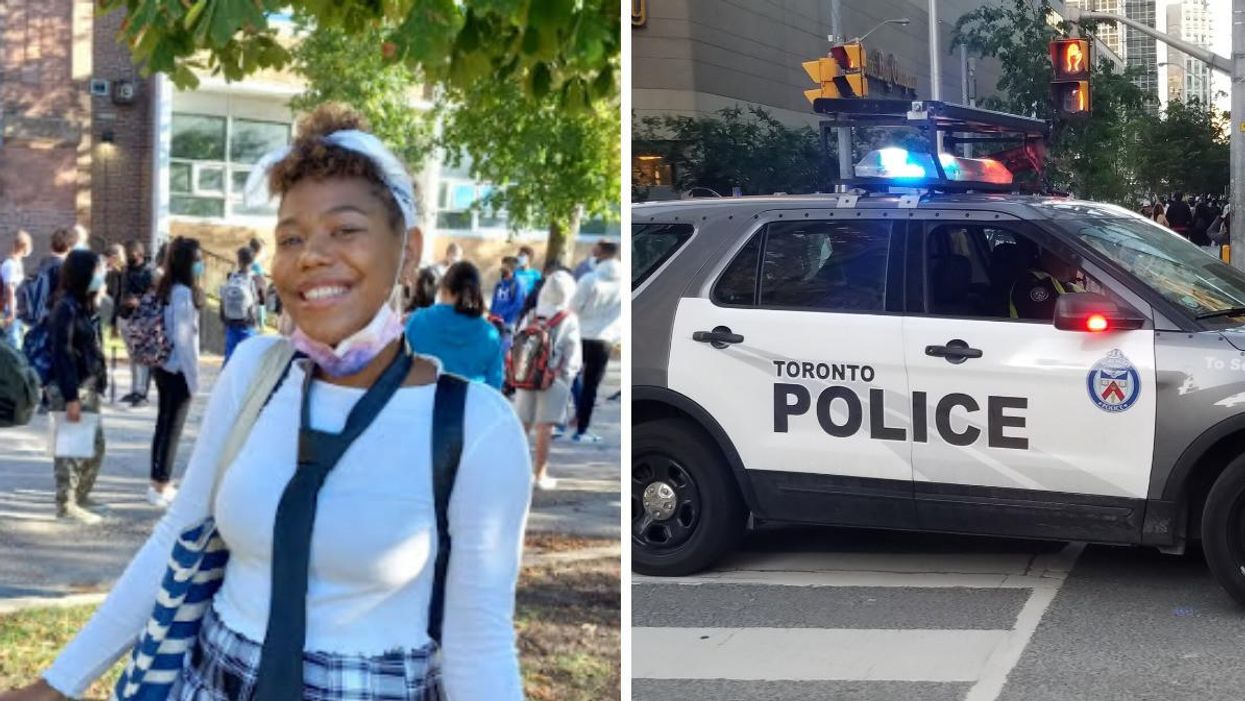 Madeline Williams-Dominie. Right: A Toronto police cruiser