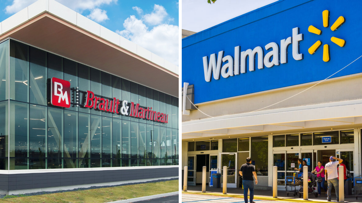 Magasin Brault & Martineau. Droite : Magasin Walmart.