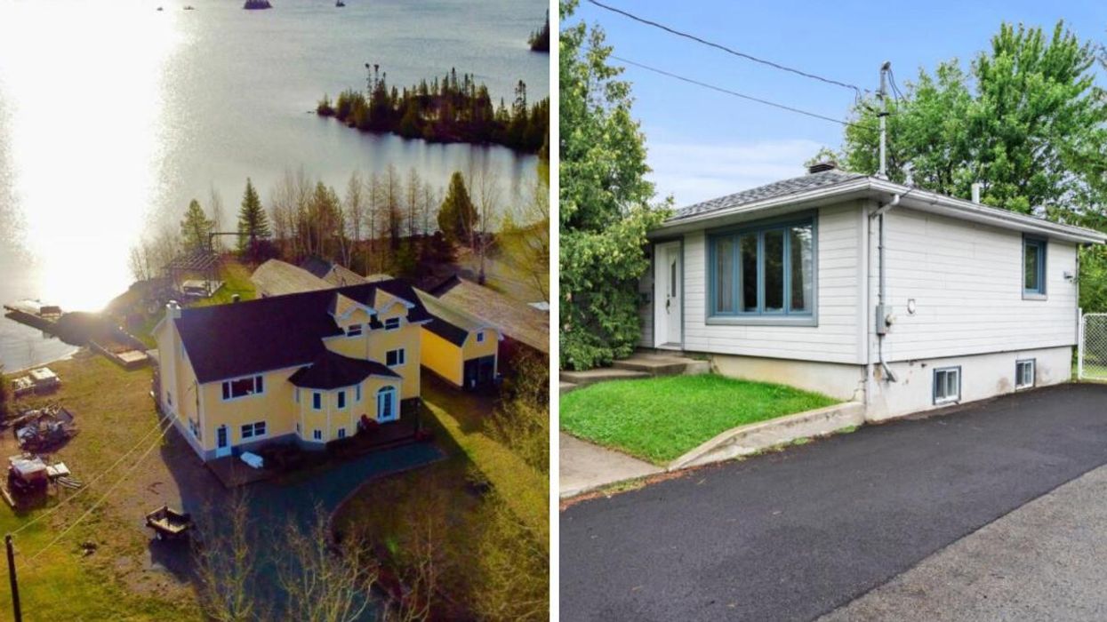 Maison à vendre à Chibougamau. Droite : Maison à vendre à Montréal.