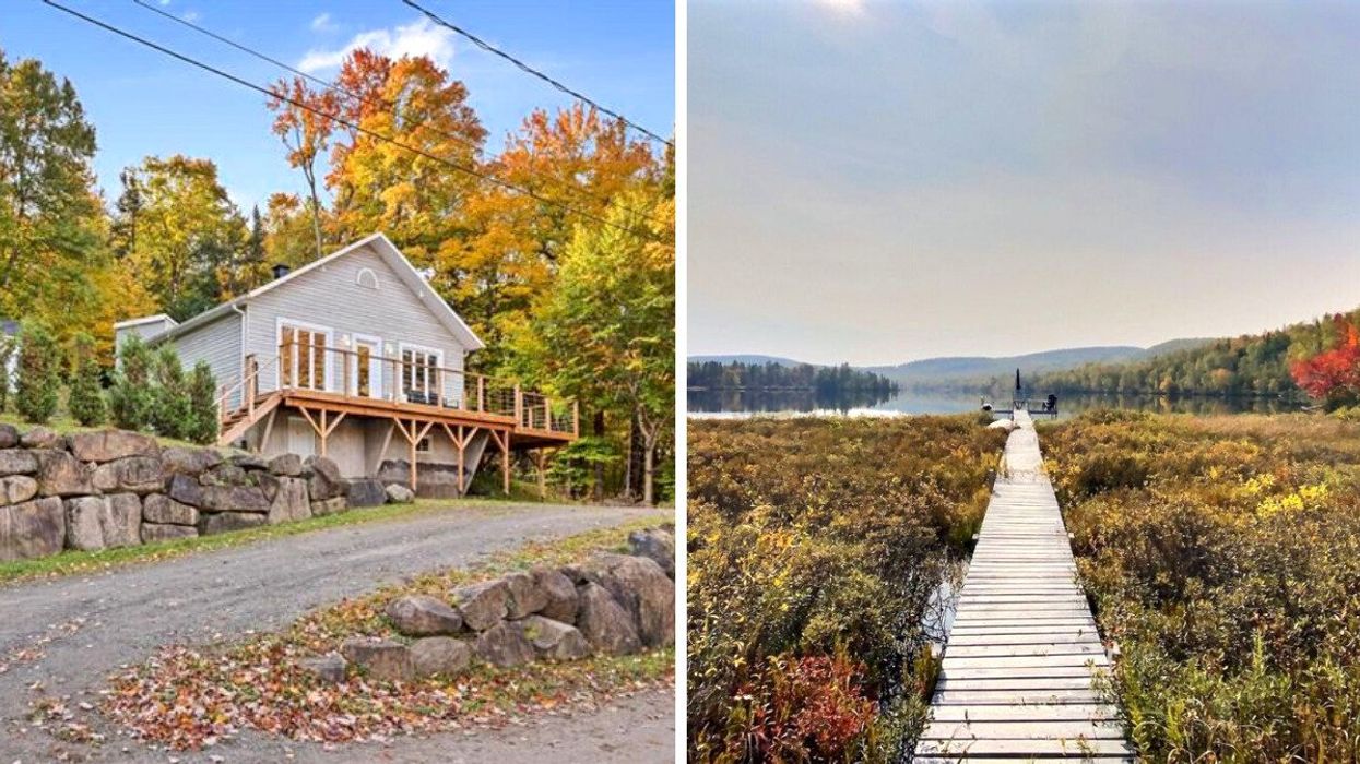 Maison à vendre à l'Ange-Gardien. Droite : Passerelle vers le Lac-à-David.
