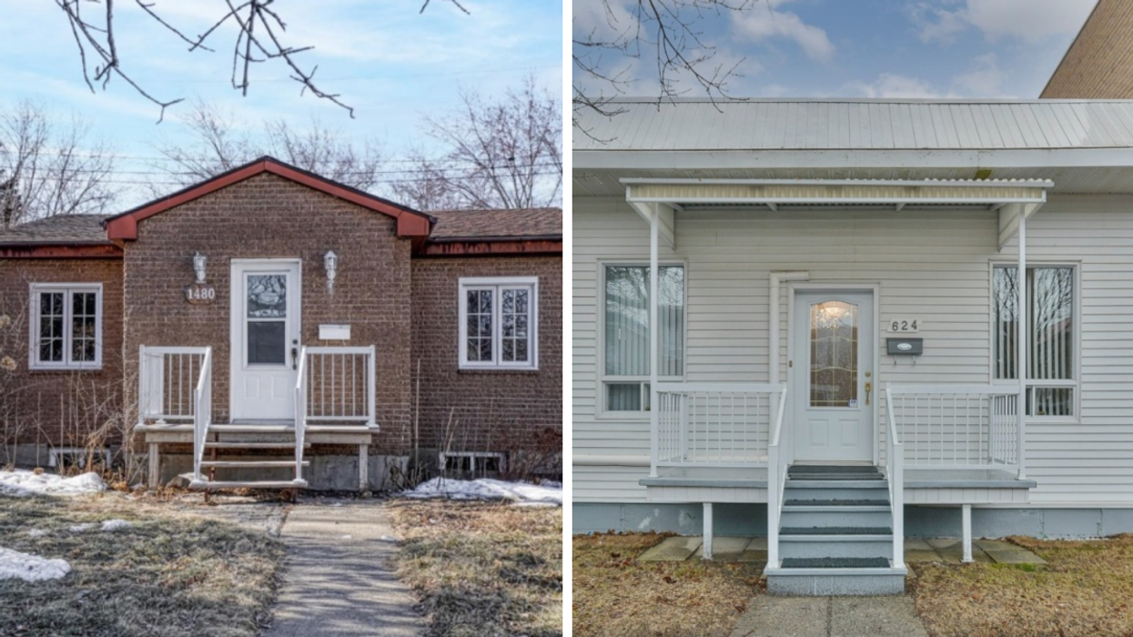 Maison à vendre à Pointe-aux-Trembles. Droite : Maison à vendre à Mercier—Hochelaga-Maisonneuve.