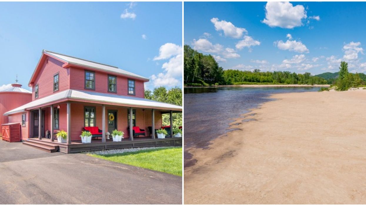 Maison de campagne rose à Brébeuf avec intérieur luxueux et plage privée