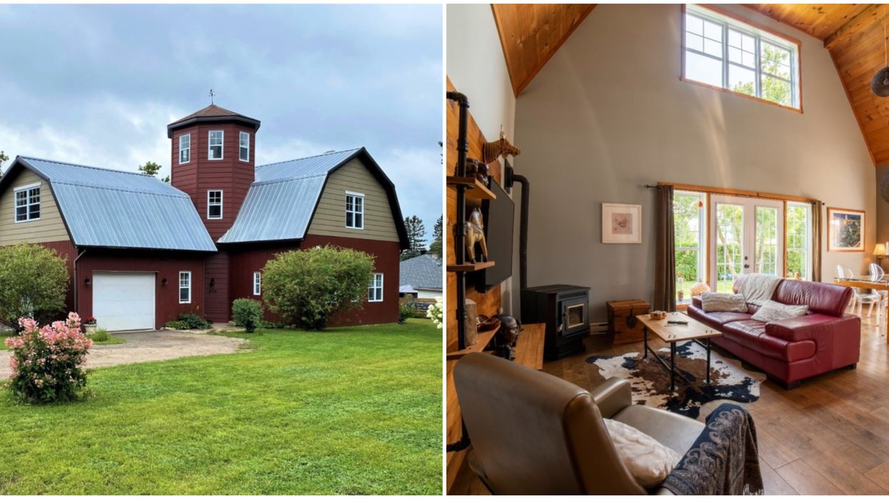 Maison de style « grange » à vendre à Sainte-Adèle avec un intérieur surprenant